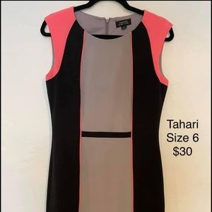 Tahari dress hot pink and black